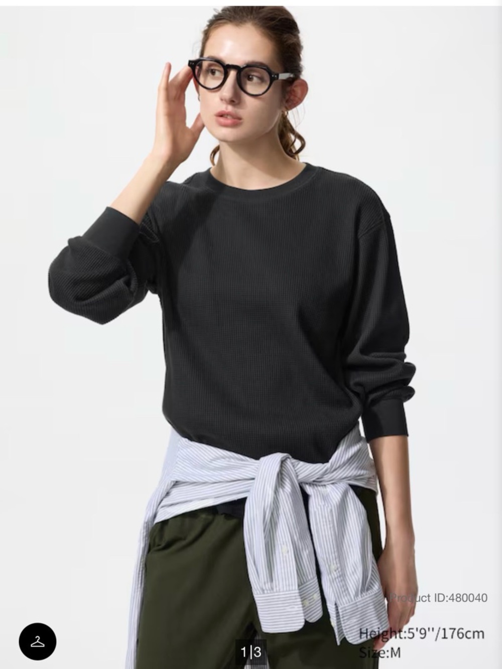 Uniqlo black Ribbed Long Sleeve Top